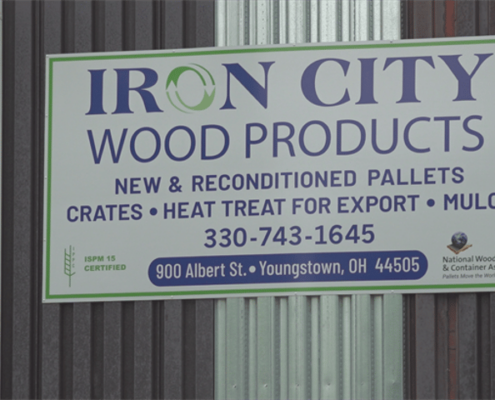 Iron City Wood Products building sign.