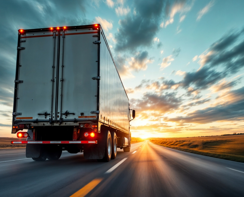 Image of truck doing down the highway